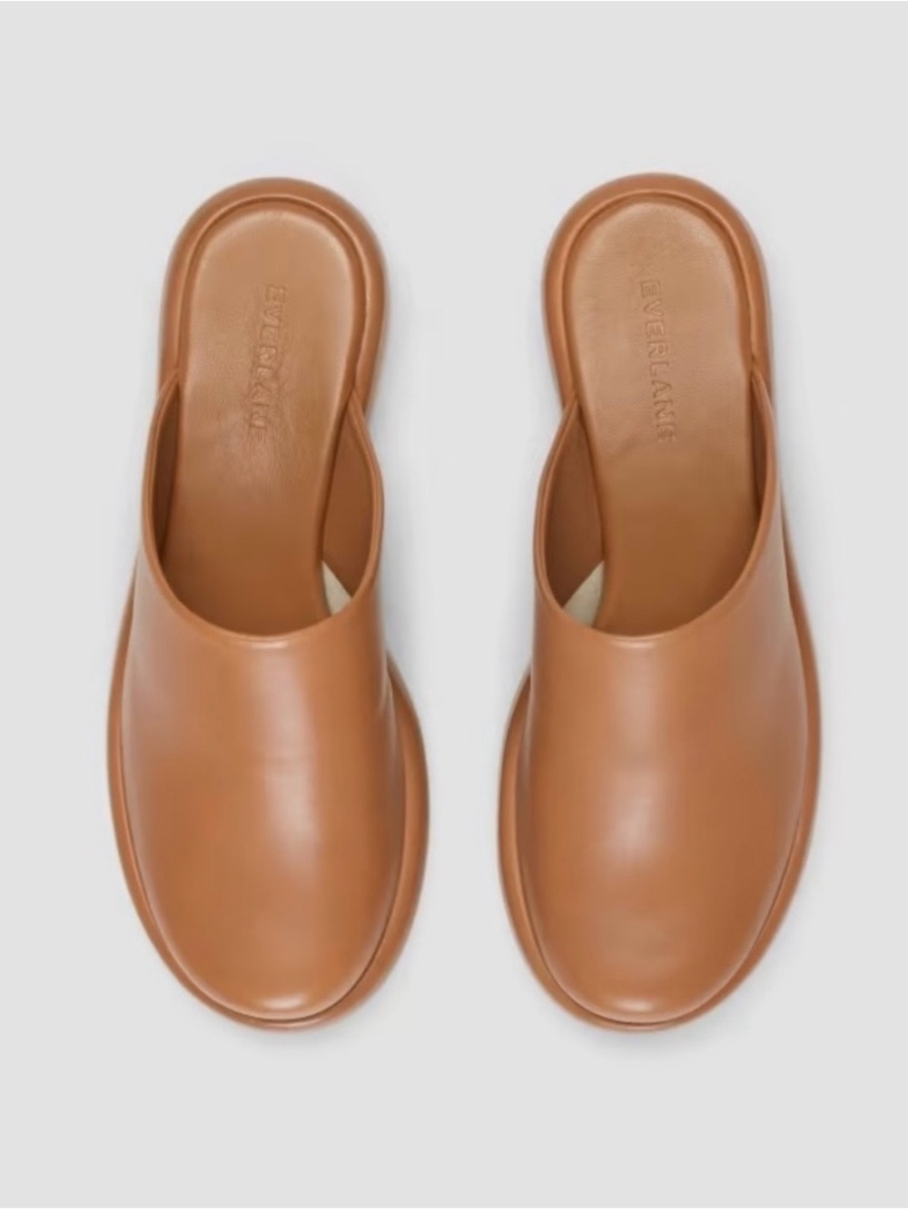 Everlane Cognac Leather Slip-On Mules